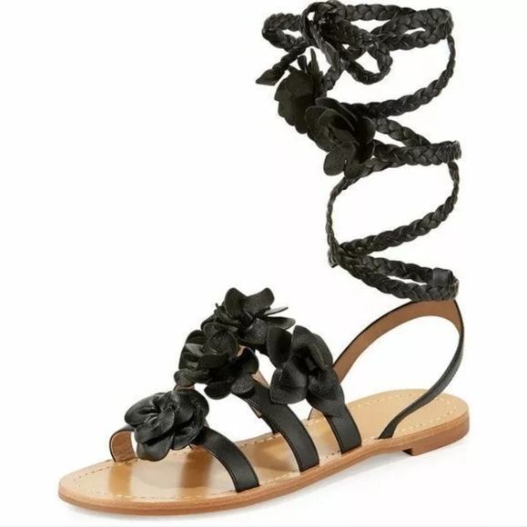 Tory Burch Blossom Gladiator Sandals Floral Shoes Flats Flip Flop  10 Slide - Picture 1 of 5